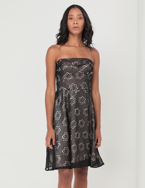 Vestido a la rodilla de fiesta escote medio