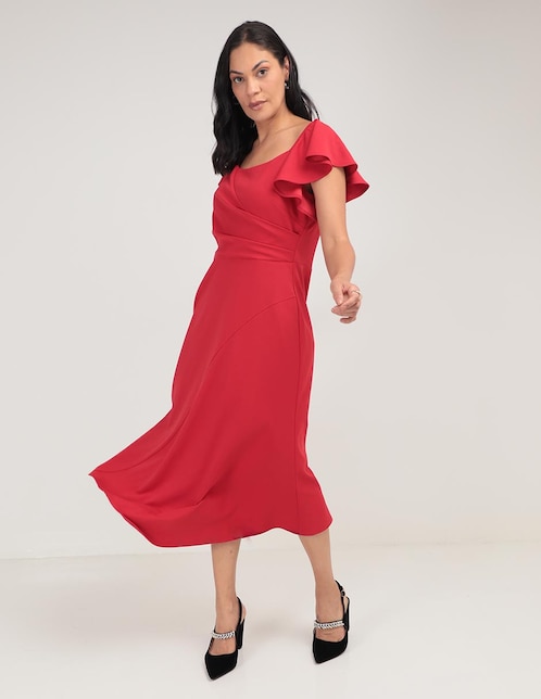 Vestido midi de fiesta escote cuadrado 1