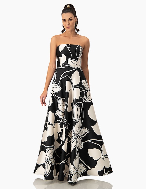 Strapless Vestido Ivonne Negro Vestido Largo Ropa De Ivonne Ivonne