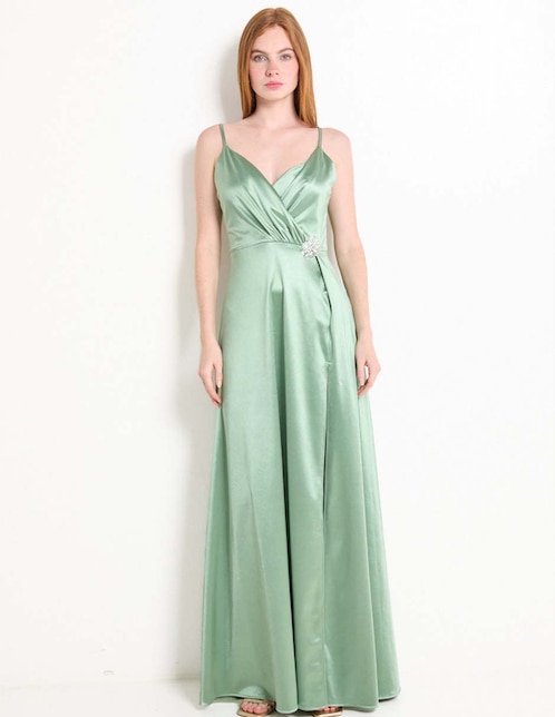 Vestido maxi  de fiesta Rue escote medio