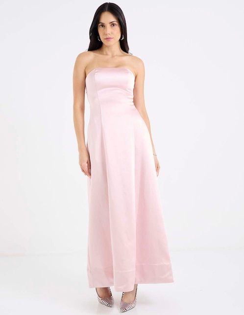 Vestido midi de fiesta escote bardot