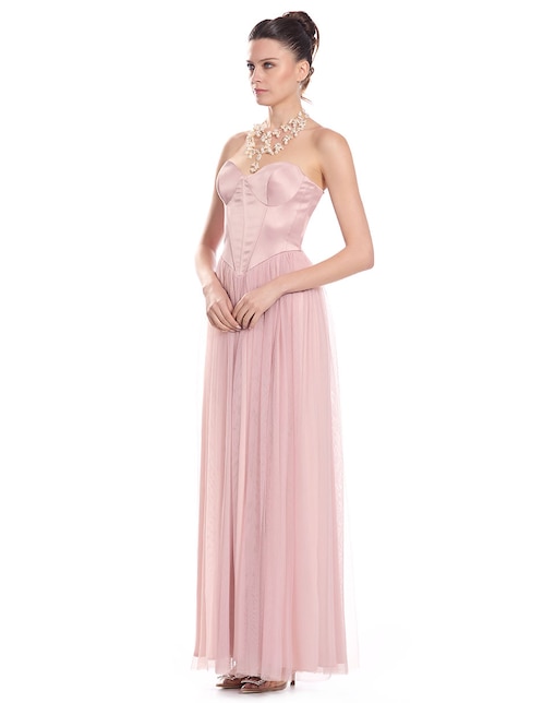 Easter Escote En V Maxi Gasa Vestidos Con Cremallera En Espalda Champán