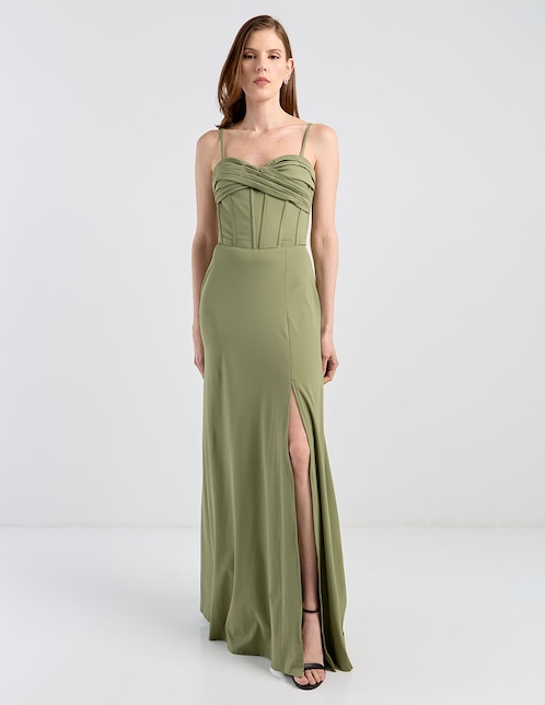 Vestido maxi de fiesta escote corazón 1