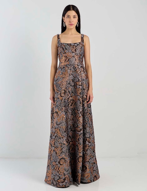 Vestido maxi de fiesta escote cuadrado 1