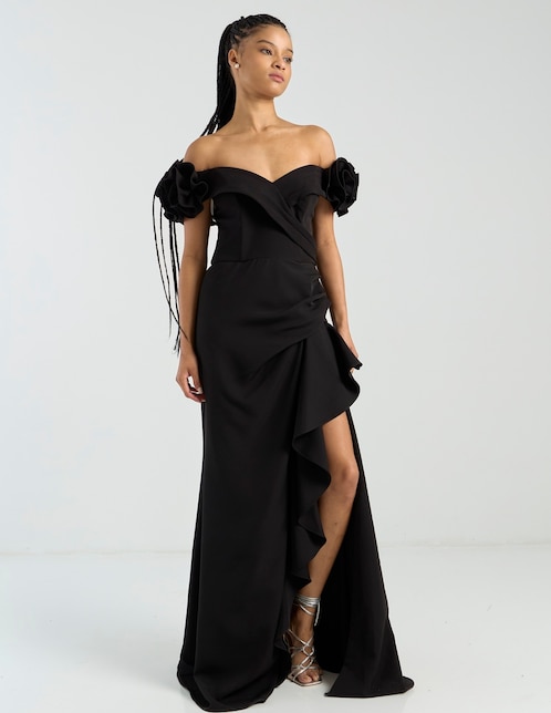 Vestido maxi de fiesta escote corazón 1