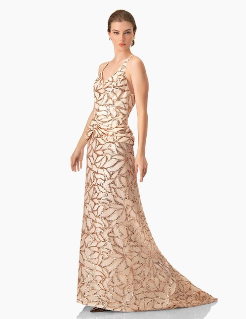 Vestido largo de fiesta Ivonne Couture escote V