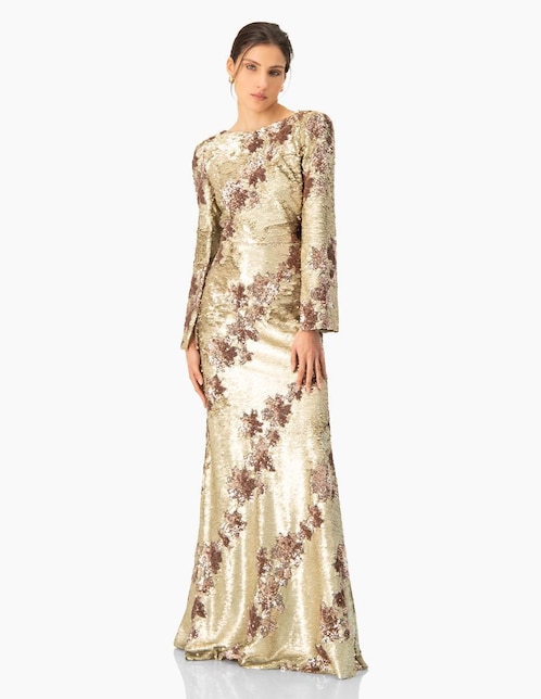 Vestidos largos de chiffon con escote en V y espalda abierta Uva Tallas Grandes