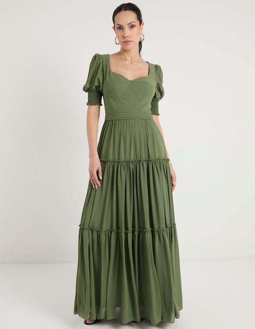 Vestido maxi de fiesta escote corazón 1
