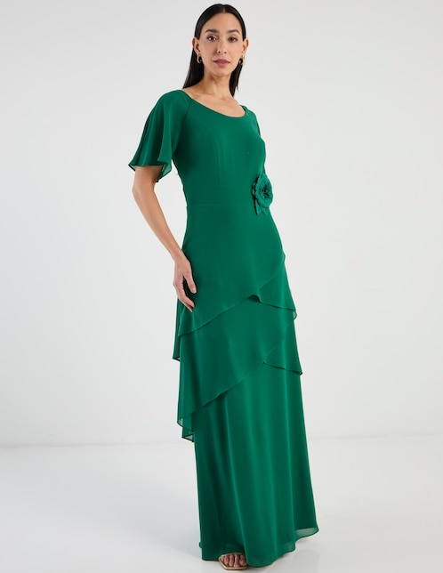 Vestido maxi de fiesta Damaia Atelier escote redondo