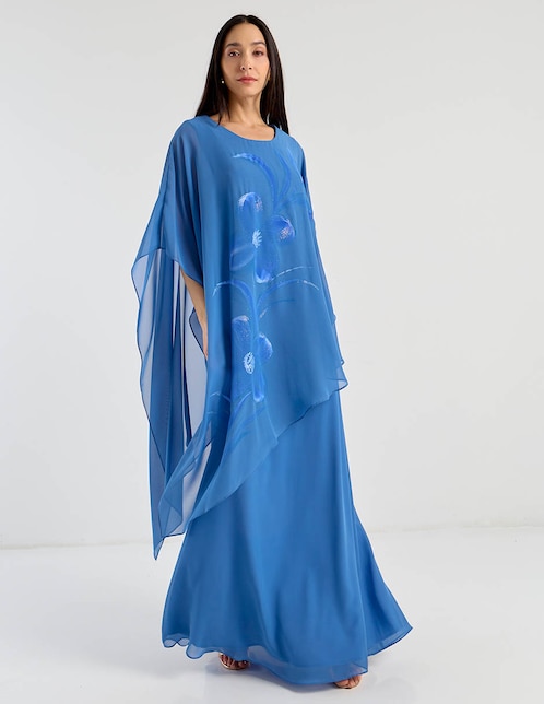 Vestido maxi de fiesta escote redondo 1