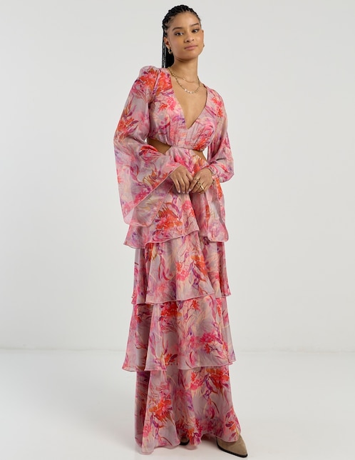 Vestido maxi de fiesta Rue escote V