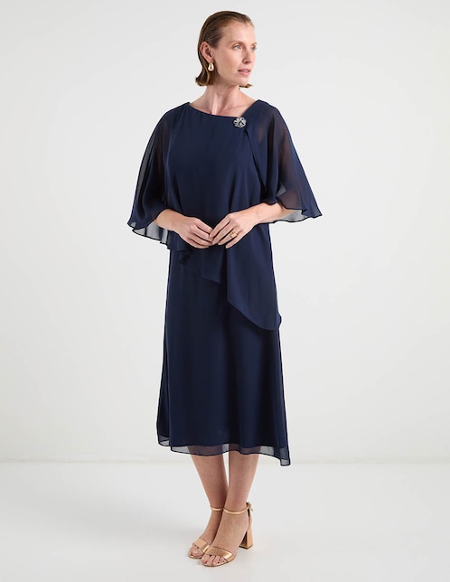Vestido midi de fiesta escote asimétrico 1
