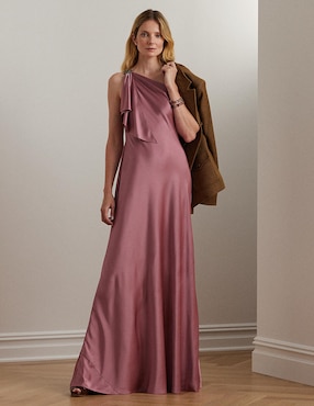 Vestido Maxi De Fiesta Lauren Ralph Lauren Escote Medio