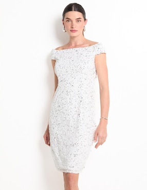 Vestido corto de fiesta Adrianna Papell escote bardot