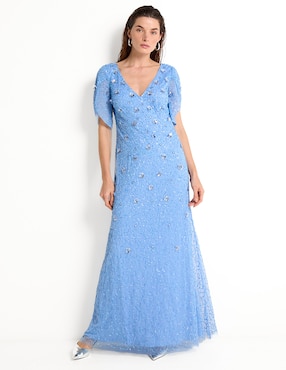 Vestido maxi de fiesta Adrianna Papell escote V