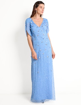 Vestido maxi de fiesta Adrianna Papell escote V