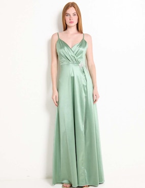 Vestido maxi  de fiesta Rue escote medio