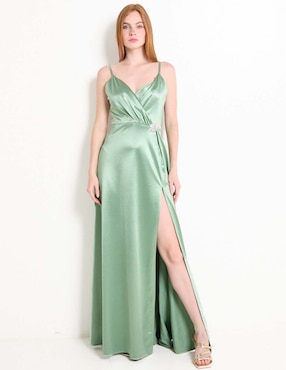 Vestido maxi  de fiesta Rue escote medio