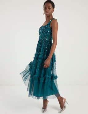 Vestido midi fiesta Adrianna Papell escote cuadrado