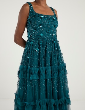 Vestido midi fiesta Adrianna Papell escote cuadrado