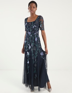 Vestido maxi de fiesta Adrianna Papell escote cuadrado