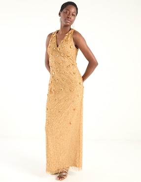 Vestido largo de fiesta Adrianna Papell escote V