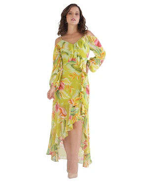 Vestido midi de fiesta Guess escote bardot