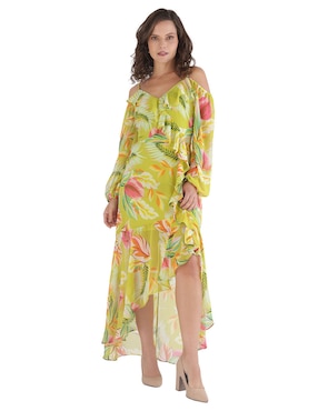Vestido midi de fiesta Guess escote bardot