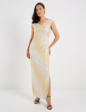 Vestido largo de fiesta Connected Apparel escote medio