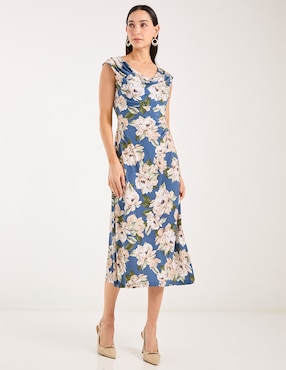 Vestido midi de fiesta Connected Apparel escote redondo