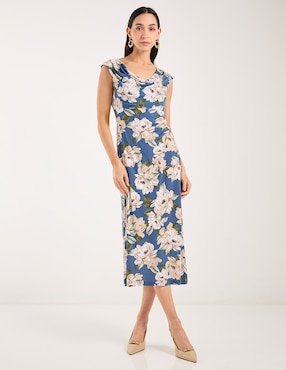Vestido midi de fiesta Connected Apparel escote redondo