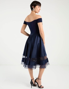 Vestido midi de fiesta Ema Valdemossa escote bardot