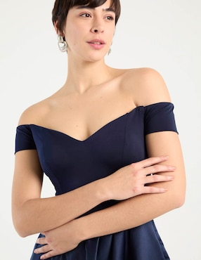 Vestido midi de fiesta Ema Valdemossa escote bardot