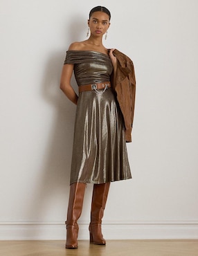 Vestido midi de fiesta Lauren Ralph Lauren escote bardot