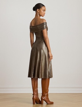 Vestido midi de fiesta Lauren Ralph Lauren escote bardot