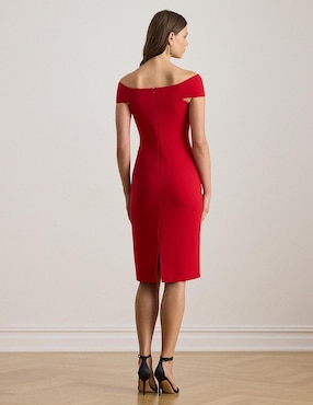 Vestido a la rodilla de fiesta Lauren Ralph Lauren escote bardot