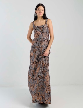 Vestido maxi de fiesta Dress The Population escote cuadrado
