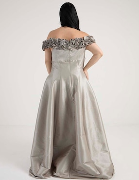 Vestido maxi de fiesta Ema Valdemossa Curvi escote bardot