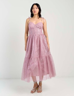 Vestido midi de fiesta Rue escote corazón