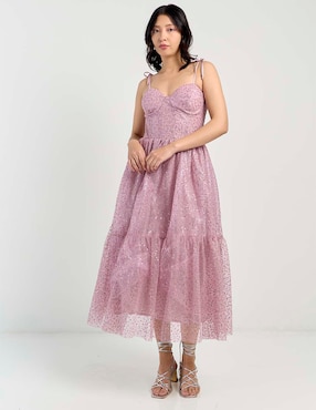 Vestido midi de fiesta Rue escote corazón