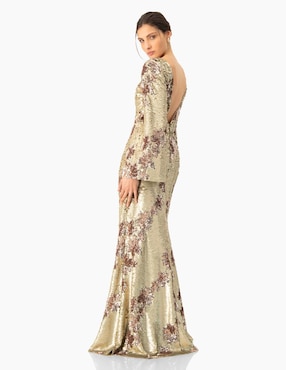 Vestido maxi de fiesta Ivonne Couture espalda abierta