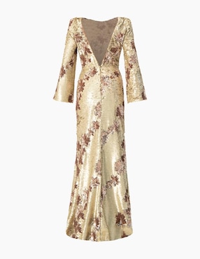 Vestido maxi de fiesta Ivonne Couture espalda abierta
