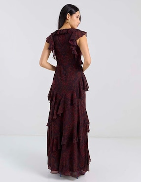 Vestido largo de fiesta Lauren Ralph Lauren escote v