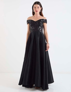 Vestido maxi de fiesta Ema Valdemossa escote bardot
