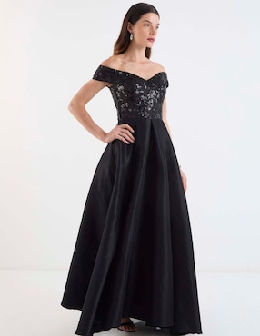 Vestido maxi de fiesta Ema Valdemossa escote bardot