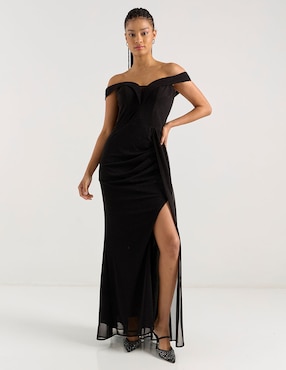Vestido largo de fiesta Rue escote bardot