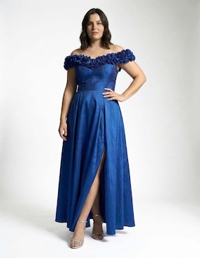 Vestido maxi de fiesta Ema Valdemossa Curvy escote bardot