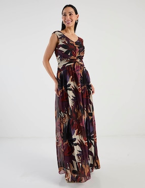 Vestido largo fiesta Karen Olivier escote V