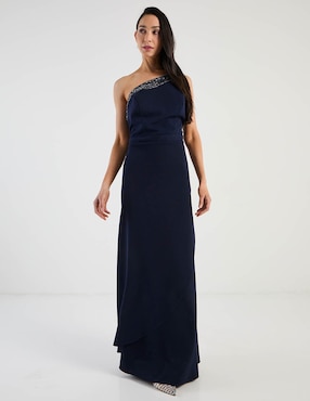 Vestido maxi de fiesta Damaia Atelier escote asimétrico