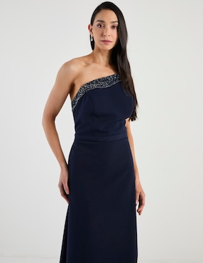 Vestido maxi de fiesta Damaia Atelier escote asimétrico